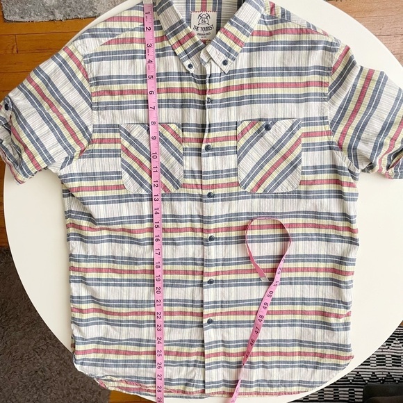 Burkman Bros Men’s Lightweight Cotton Stripe Short Sleeve Button Shirt Medium - Picture 2 of 7
